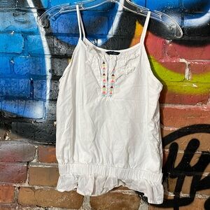 TOMMY HILFIGER-girl’s white sleeveless/strap button-down stretch crop top shirt